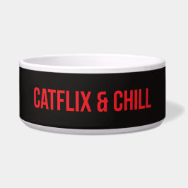 Aangepaste kattenbak – “Catflix & Chillen” Voerbakje