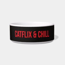 Aangepaste kattenbak – “Catflix & Chillen” Voerbakje