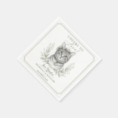 Aangepaste Kattenbruiloft Pet Bloemige Printbare A Servet (Hoek)