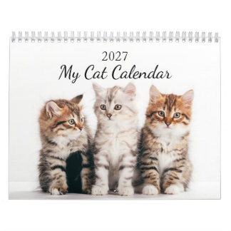 Aangepaste kattenfoto 2027 kalender gepersonalisee