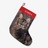 Aangepaste kattenfoto Gepersonaliseerd huisdier Kleine Kerstsok (Voorkant (Hangend))