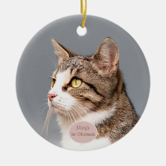 Aangepaste kattenfoto huisdier keramisch ornament