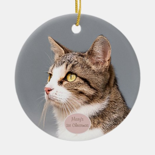 Aangepaste kattenfoto huisdier keramisch ornament (Voorkant)