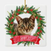 Aangepaste kattenfoto keramisch ornament (Achterkant)