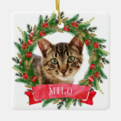 Aangepaste kattenfoto keramisch ornament (Voorkant)