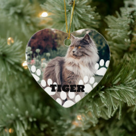 Aangepaste kattenfoto keramische kerstversiering m keramisch ornament