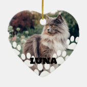 Aangepaste kattenfoto keramische kerstversiering m keramisch ornament (Achterkant)