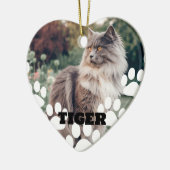 Aangepaste kattenfoto keramische kerstversiering m keramisch ornament (Links)