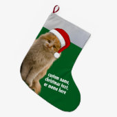 Aangepaste Kattenfoto Kous met Santa Hat Grote Kerstsok (Voorkant (Hangend))