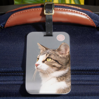 Aangepaste kattenfoto monogram bagagelabel