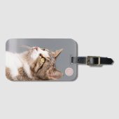 Aangepaste kattenfoto monogram bagagelabel (Voorkant (horizontaal))