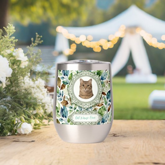 Aangepaste kattenfoto & naam tumbler (Bruiloft (Gedraaid) )