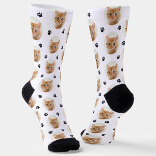 Aangepaste kattenfoto pootafdruk sokken