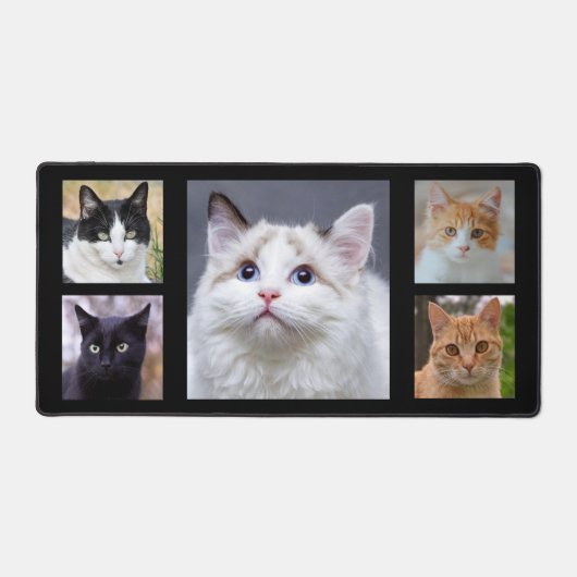 Aangepaste kattenfoto's op zwart bureaumat (Voorkant)