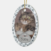 Aangepaste kattenfotoversiering keramisch ornament (Links)