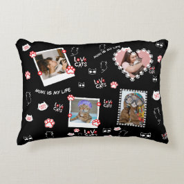 Aangepaste Kattenkussen met Gezichtfoto's & Katten Accent Kussen