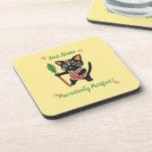 Aangepaste kattenliefhebber coaster - Schattig en Bier Onderzetter (Linkerzijde)