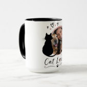 Aangepaste kattenliefhebber fotobeker met naam | A Mok (Voorkant links)