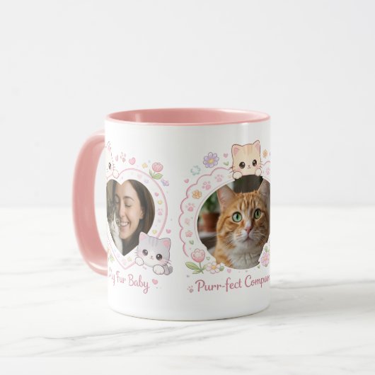 Aangepaste kattenliefhebber mok met 3 foto's | Gep (Voorkant links)