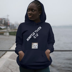 Aangepaste kattenliefhebber Navy Blauwe Witte Cita Hoodie