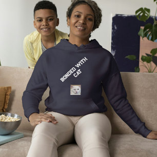 Aangepaste kattenliefhebber Navy Blauwe Witte Cita Hoodie