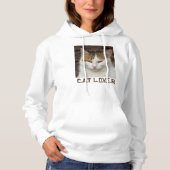 Aangepaste kattenliefhebber wit bruin tekst Cute h Hoodie (Voorkant)