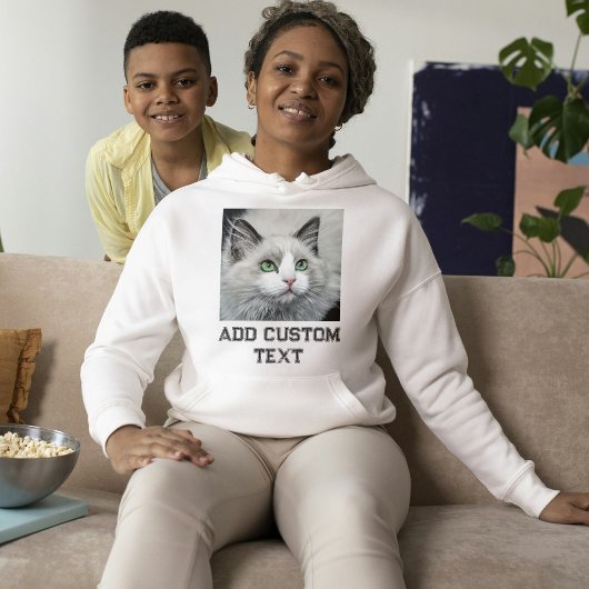 Aangepaste kattenliefhebber wit grijs tekst Cute h Hoodie