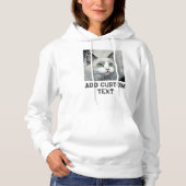 Aangepaste kattenliefhebber wit grijs tekst Cute h Hoodie (Voorkant)