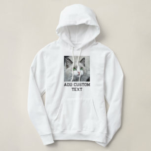 Aangepaste kattenliefhebber wit grijs tekst Cute h Hoodie