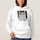 Aangepaste kattenliefhebber witte en zwarte tekst hoodie (Voorkant)
