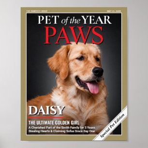 Aangepaste kattenmagazine-omslag sjabloon huisdier poster