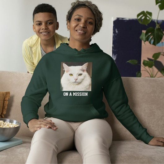 Aangepaste kattenmoeder diep bos witte tekst huisd hoodie