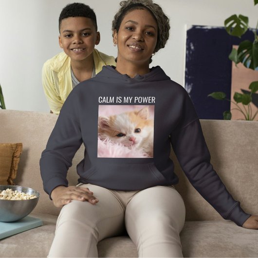 Aangepaste kattenmoeder donkergrijs witte tekst sc hoodie