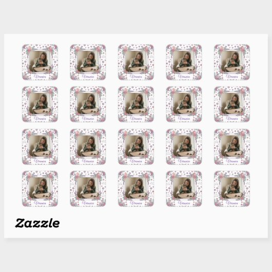 Aangepaste kattenmoeder foto & naam sticker (Vel)