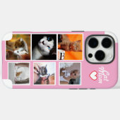 Aangepaste kattenmoeder fotocollage roze met naam Case-Mate iPhone case (Achterkant (horizontaal))