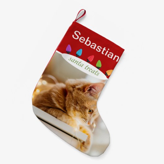 Aangepaste kattennaam Foto Kleine Kerstsok (Voorkant (Hangend))
