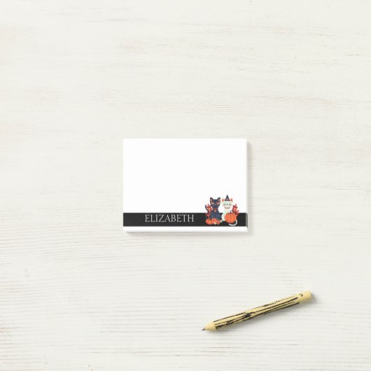 Aangepaste kattenstaart pomkin Halloween Post-it® Notes (Op bureau)