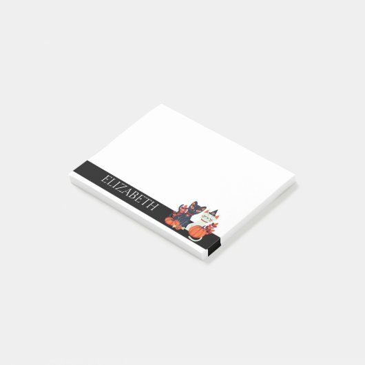 Aangepaste kattenstaart pomkin Halloween Post-it® Notes (Schuin)