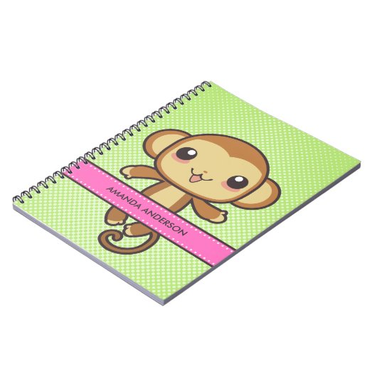 Aangepaste Kawaii-aap laptop/journaal Notitieboek (Linkerzijde)