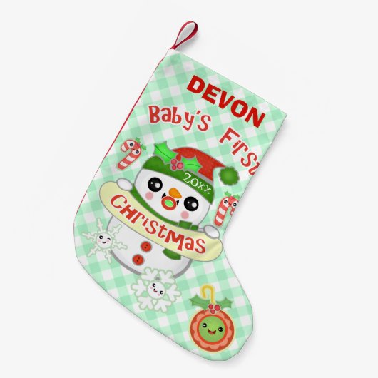 Aangepaste Kawaii Baby's eerste kerststop Kleine Kerstsok (Voorkant (Hangend))