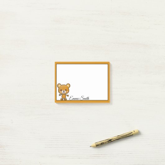 Aangepaste Kawaii Brown Beer Post-it Notes (Op bureau)