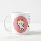 Aangepaste Kawaii Cat Mok | Schattige gepersonalis (Links)