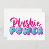 Aangepaste Kawaii Cute Pink Blue Plushie Power Briefkaart (Voorkant / Achterkant)