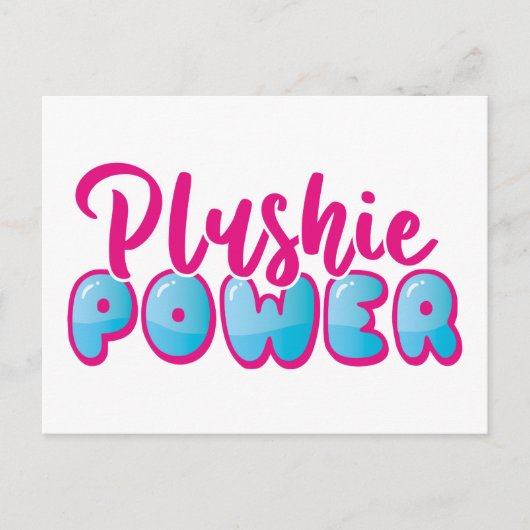 Aangepaste Kawaii Cute Pink Blue Plushie Power Briefkaart (Voorkant)