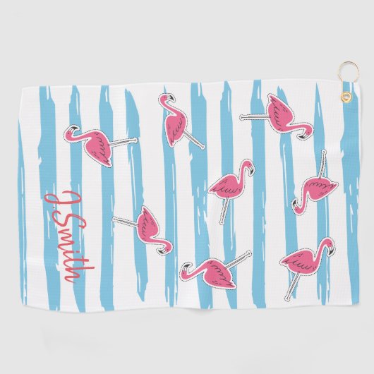 Aangepaste Kawaii Cute Summer Tropical Flamingos Golfhanddoek (Horizontaal)