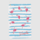 Aangepaste Kawaii Cute Summer Tropical Flamingos Golfhanddoek (Voorkant)
