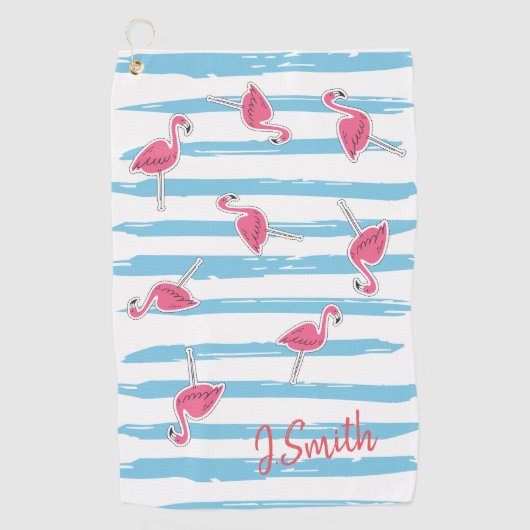 Aangepaste Kawaii Cute Summer Tropical Flamingos Golfhanddoek (Voorkant)