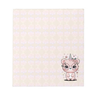 Aangepaste Kawaii Eenhoorn Beer Gezicht Bloemige B Notitieblok