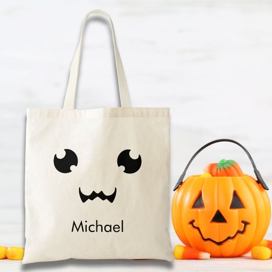 Aangepaste Kawaii Jack O' Lantern gezicht Tote Bag
