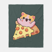 Aangepaste Kawaii Kat Knuffelende Pepperoni Pizza Fleece Deken (Voorkant)